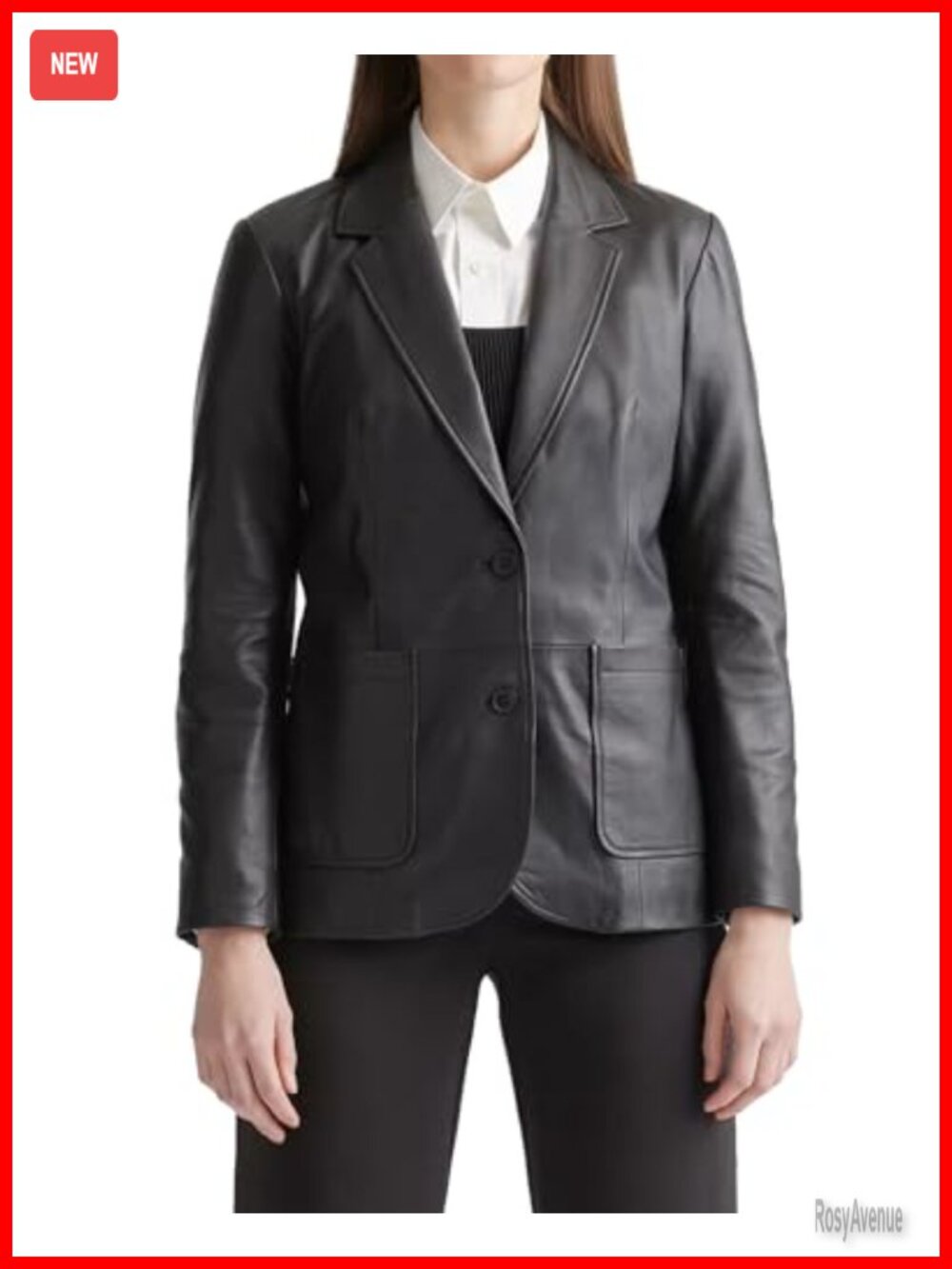 Lambskin Leather Blazer Women Long Sleeve Suit Style Casual Coat